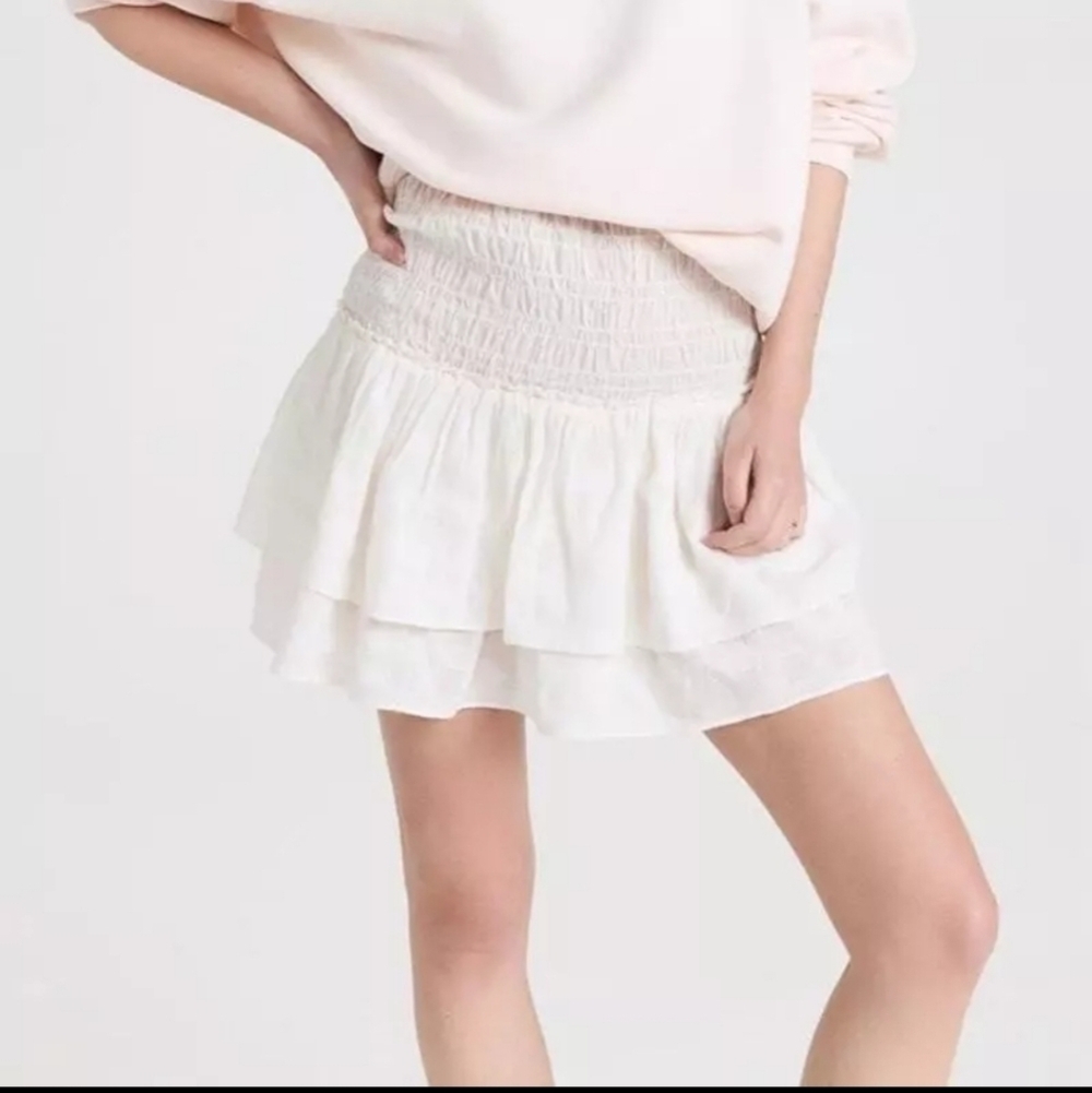 Madewell Smocked Pull-On Tiered Mini Skirt Lighthouse (Cream) Size XXS NWT